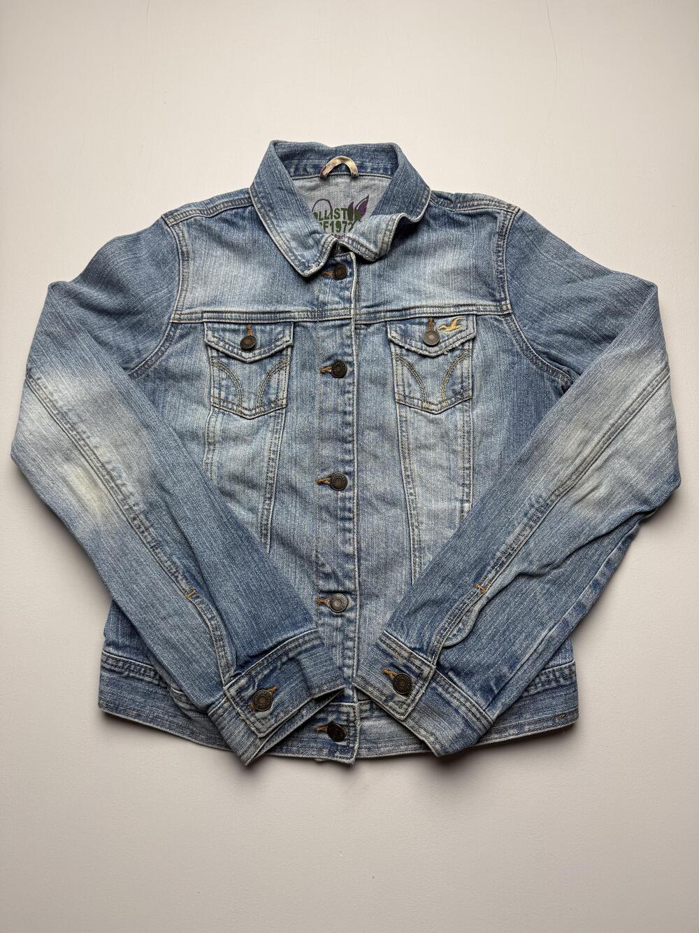 Hollister Denim Jacket Womens Medium Blue Button Front Stretch Trucker Casual